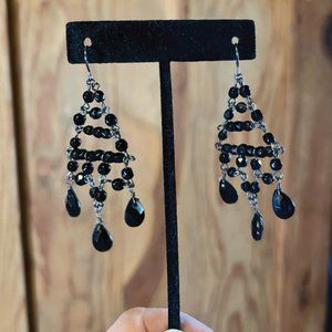 WHBM Black Beaded Chandelier Earrings